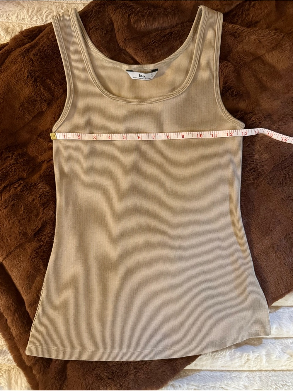 knix Ribbed Scoop Tank Top — Beige/Cream